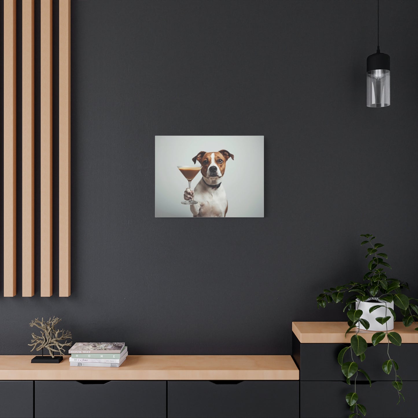 Dog with Espresso Martini - Canvas Wall Art