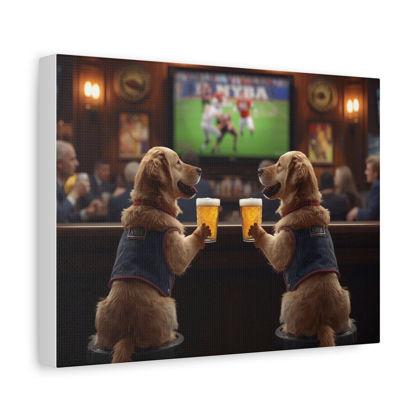 Golden Retriever Pub Night - Canvas Wall Art