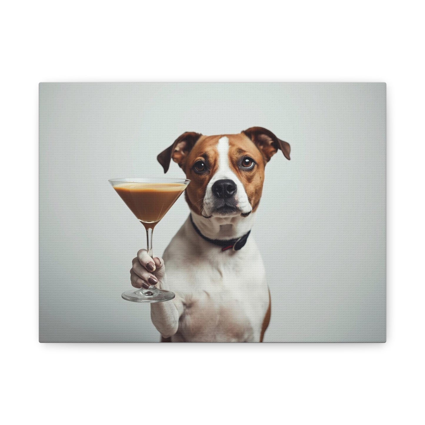 Dog with Espresso Martini - Canvas Wall Art