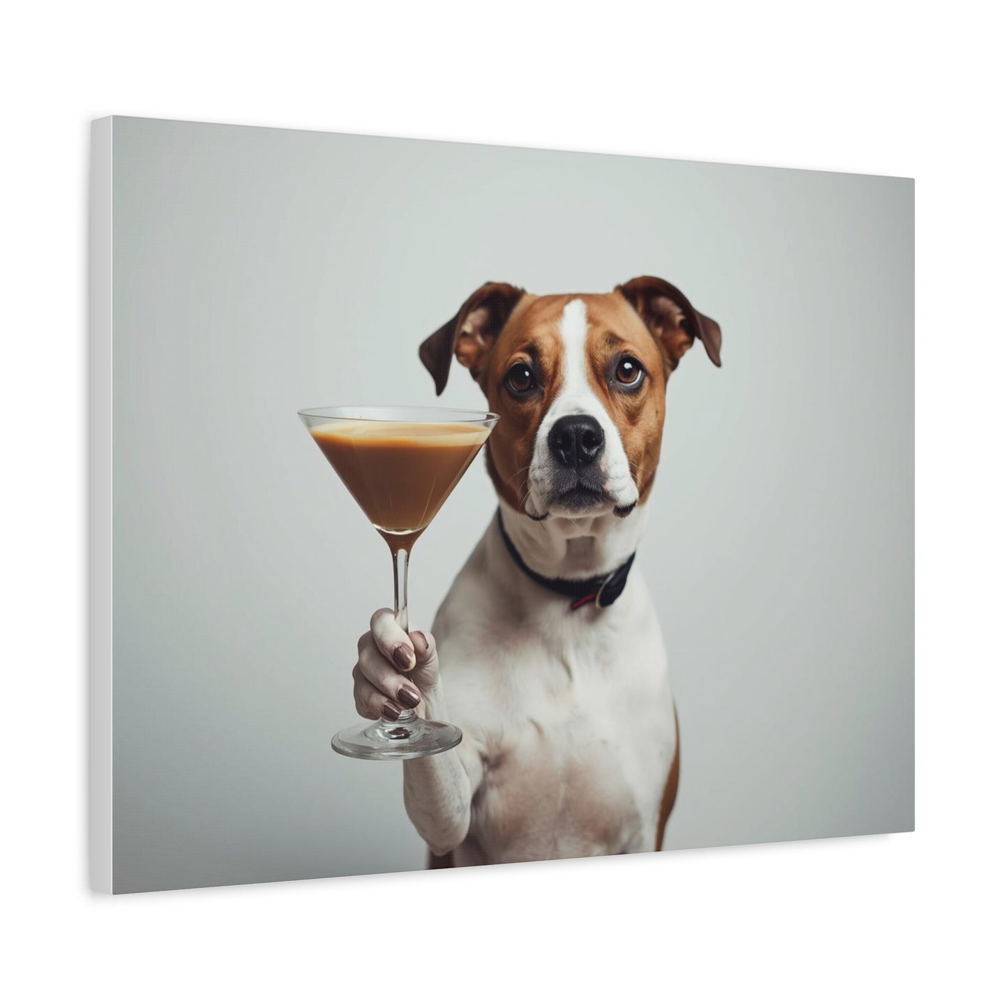 Dog with Espresso Martini - Canvas Wall Art