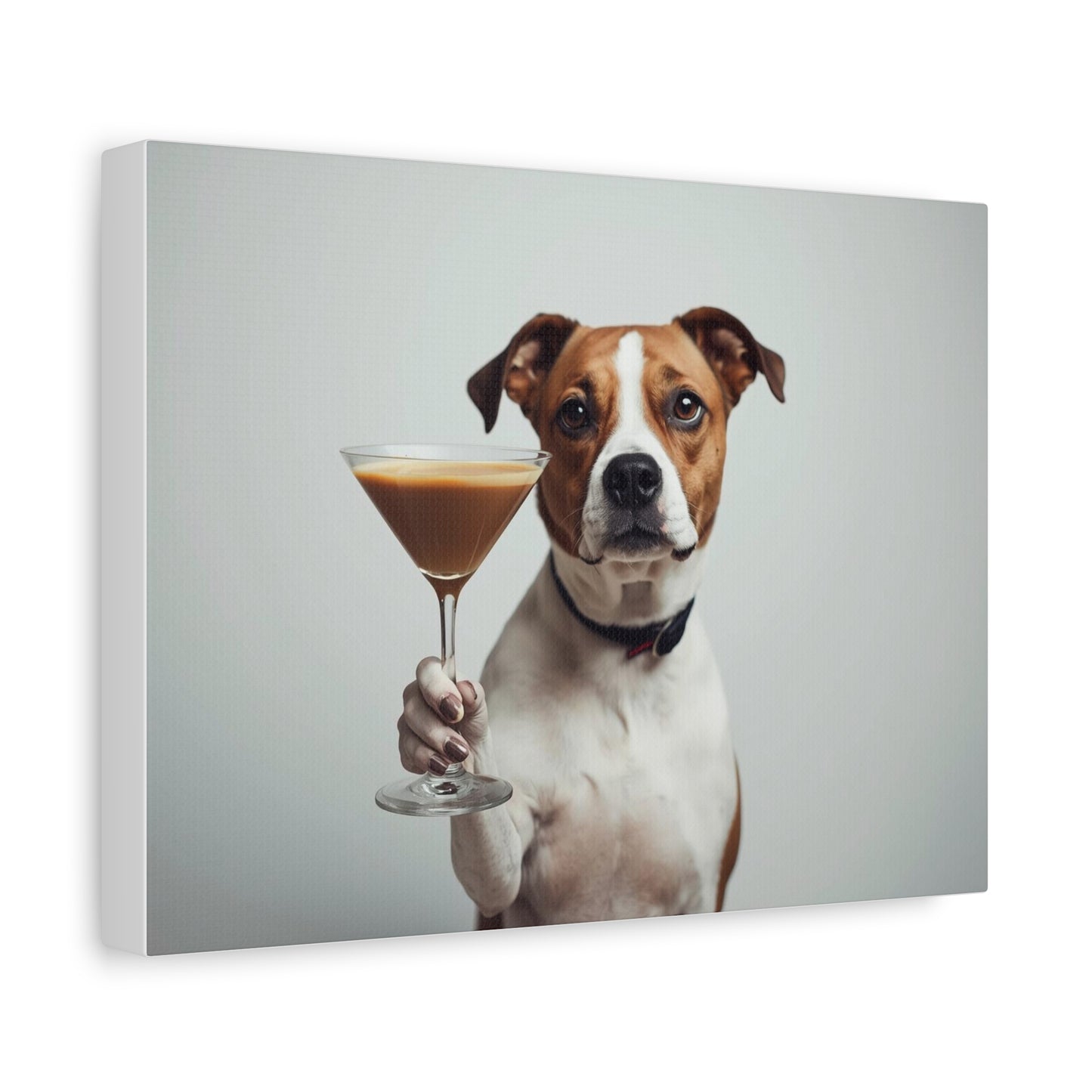 Dog with Espresso Martini - Canvas Wall Art
