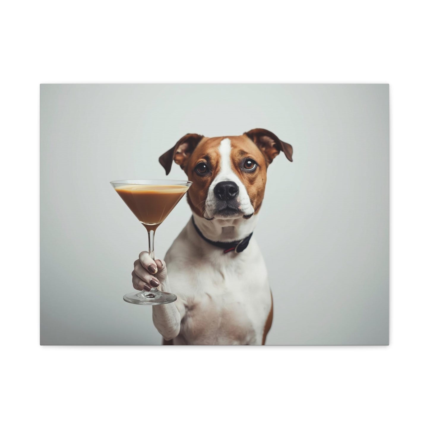 Dog with Espresso Martini - Canvas Wall Art