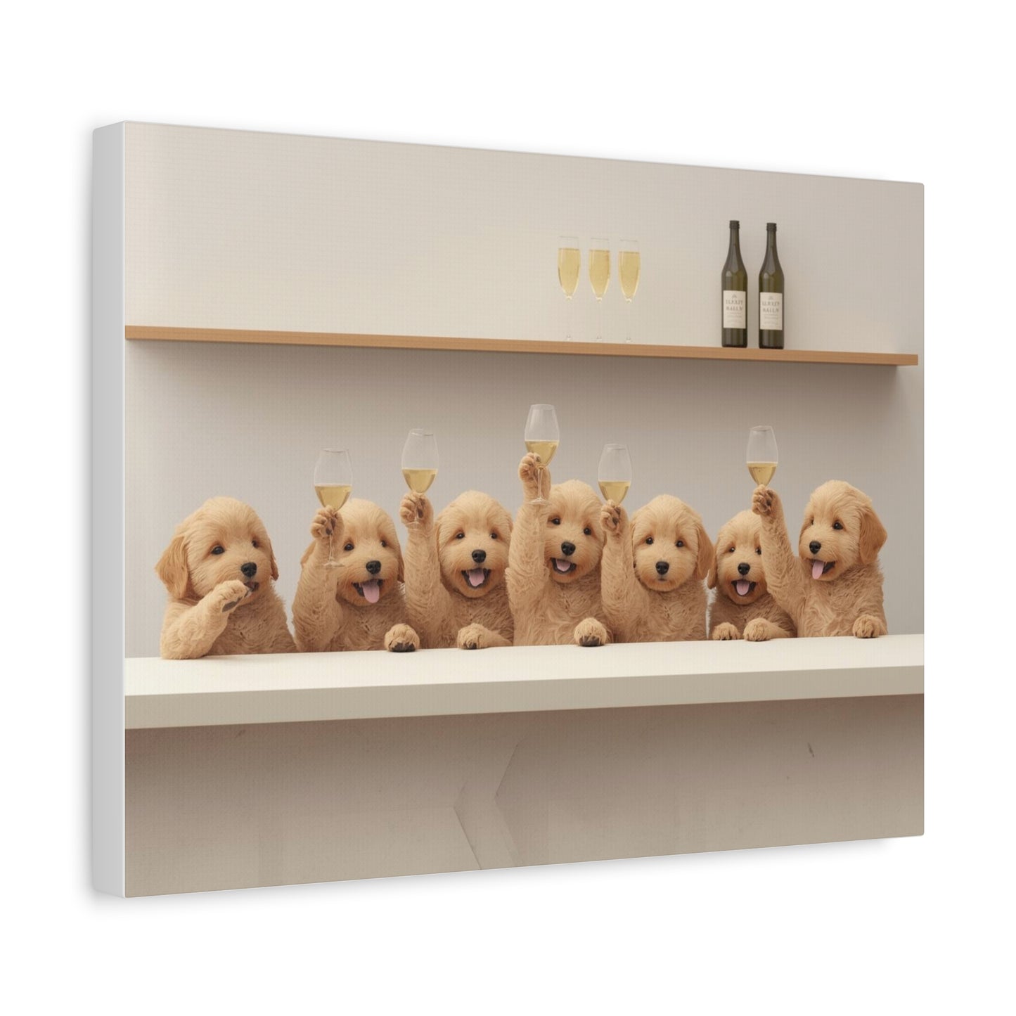 Golden Doodles Toasting Champagne — Canvas Wall Art