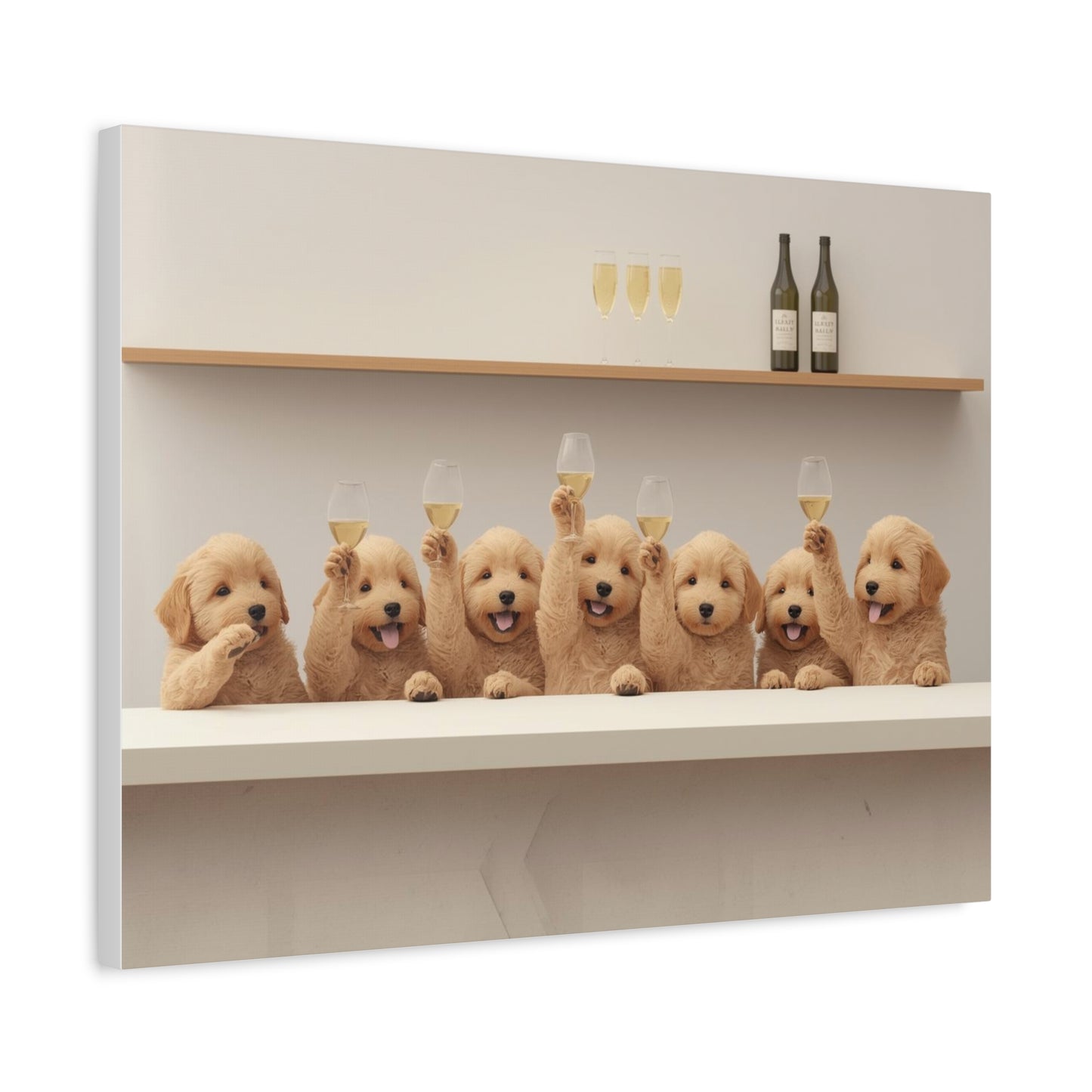 Golden Doodles Toasting Champagne — Canvas Wall Art