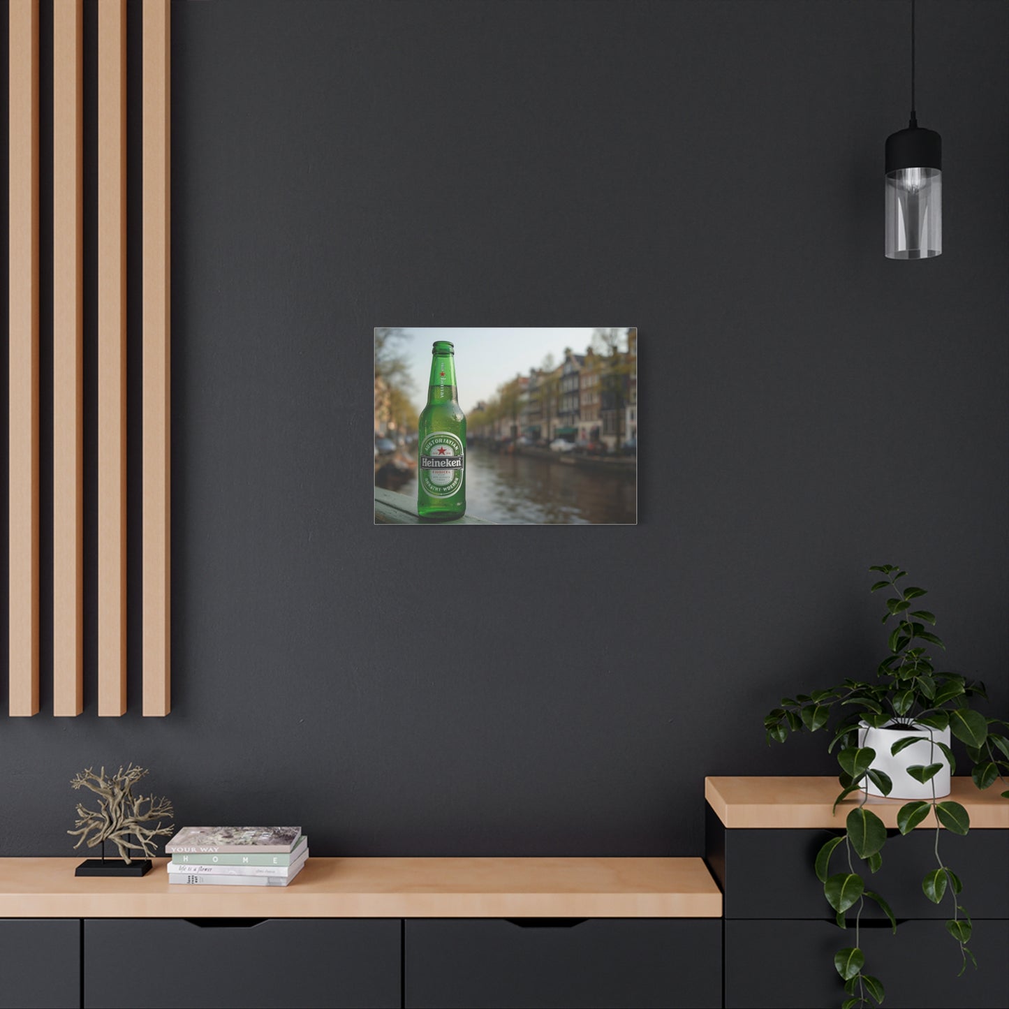 Heineken in Amsterdam Canal - Canvas Wall Art