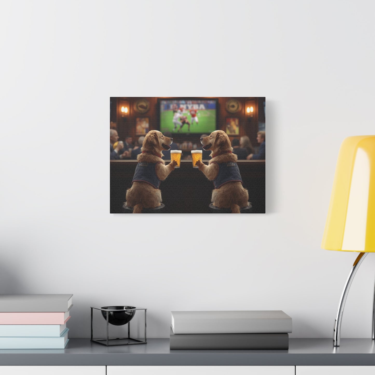 Golden Retriever Pub Night - Canvas Wall Art
