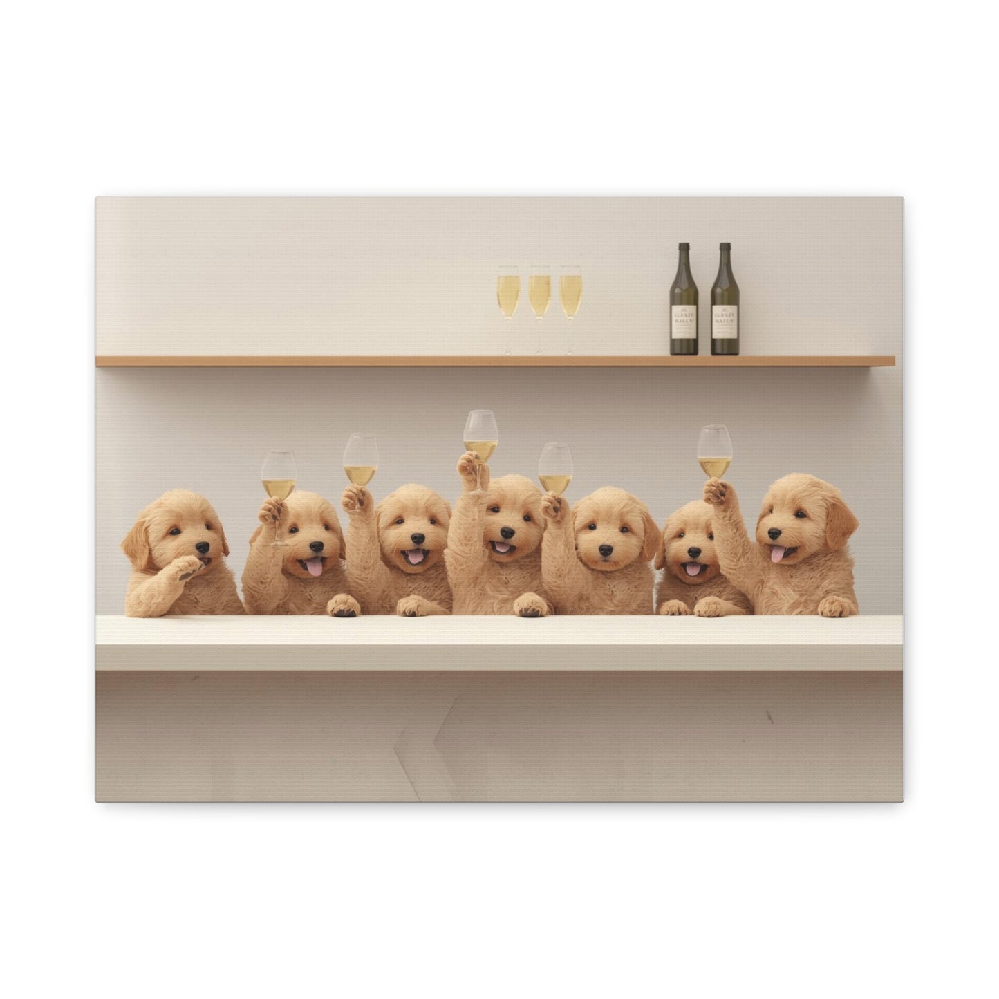 Golden Doodles Toasting Champagne — Canvas Wall Art