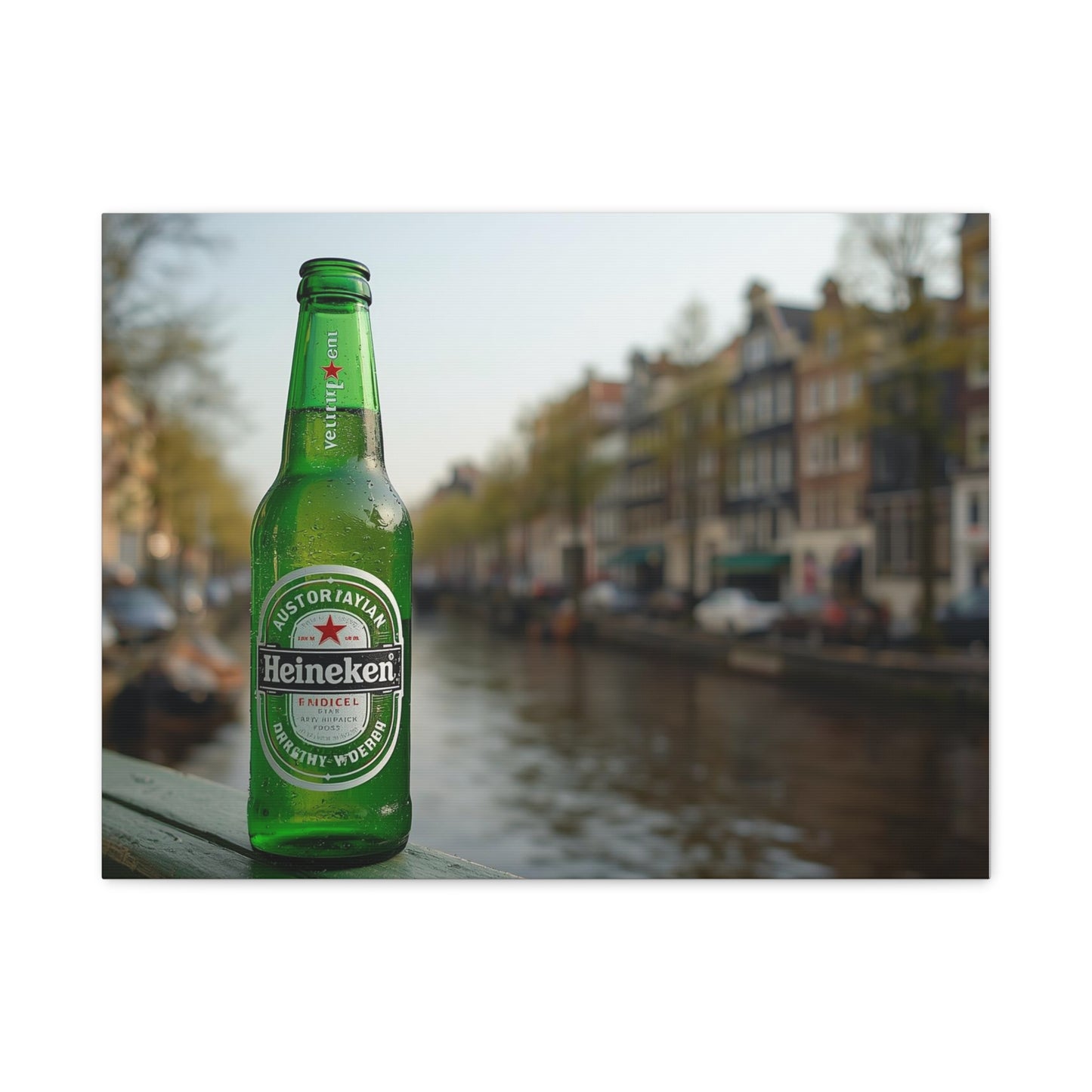 Heineken in Amsterdam Canal - Canvas Wall Art