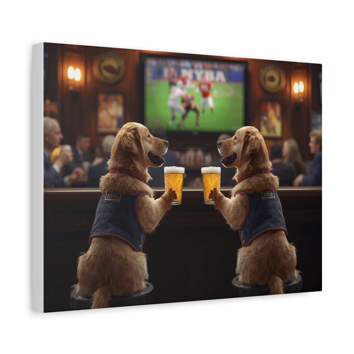 Golden Retriever Pub Night - Canvas Wall Art