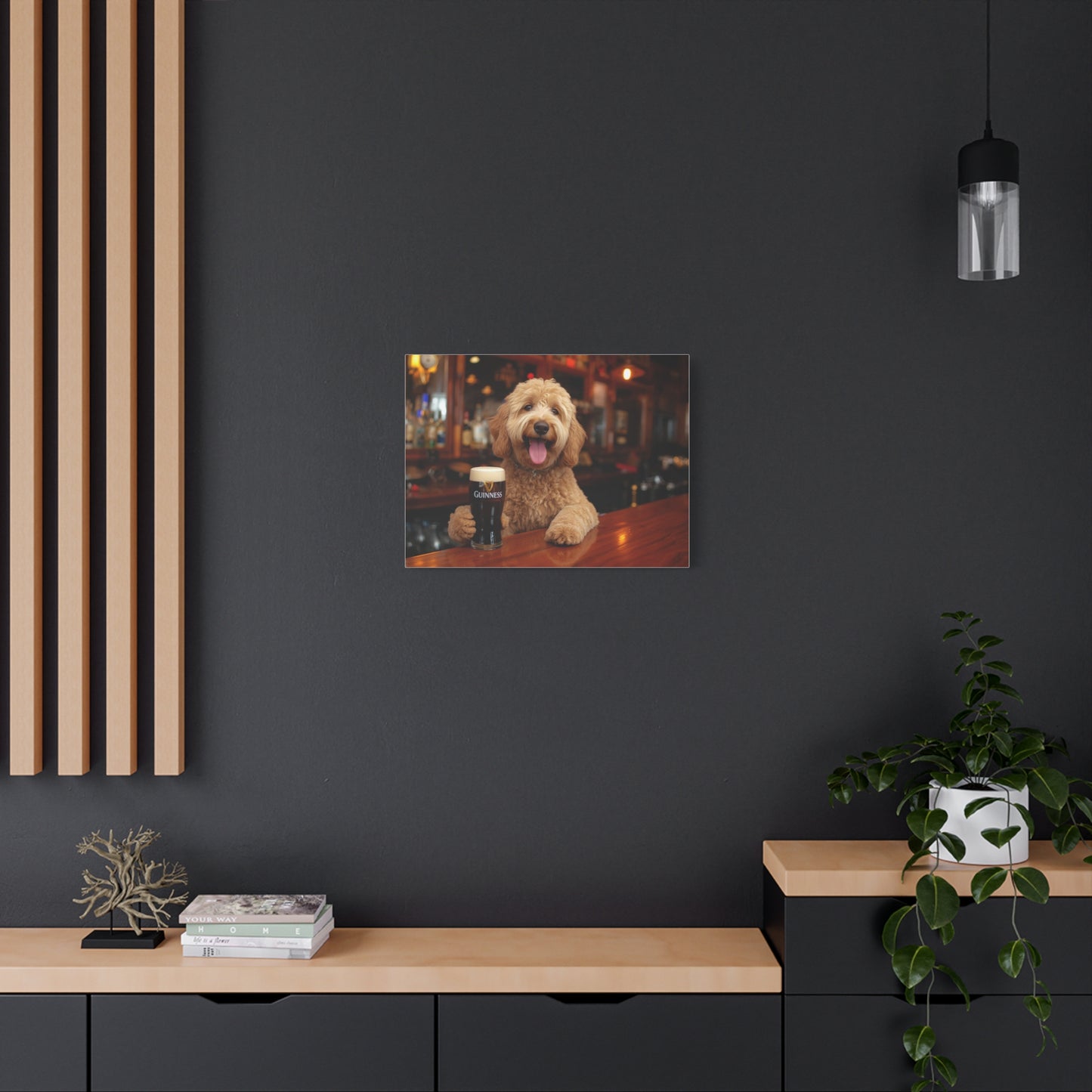 Dog at the Bar with Guinness (Matte Stretched) - Canvas Wall Art