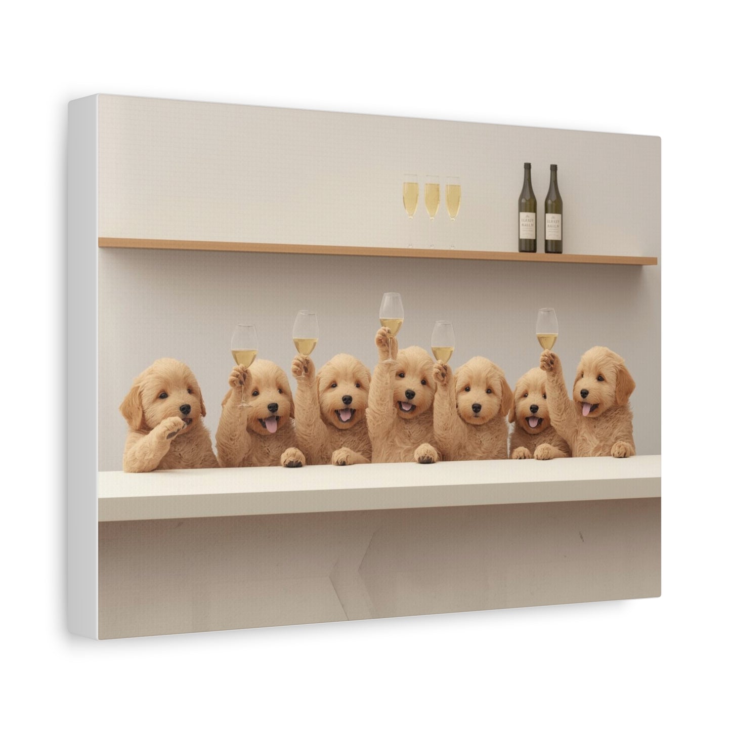 Golden Doodles Toasting Champagne — Canvas Wall Art