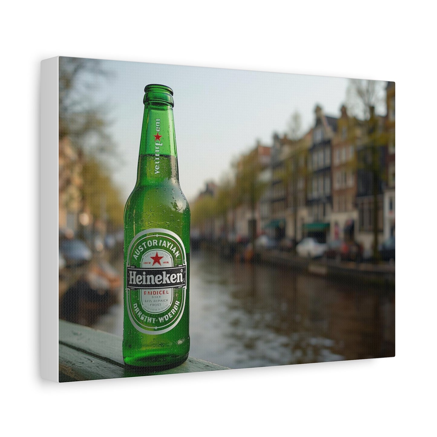 Heineken in Amsterdam Canal - Canvas Wall Art