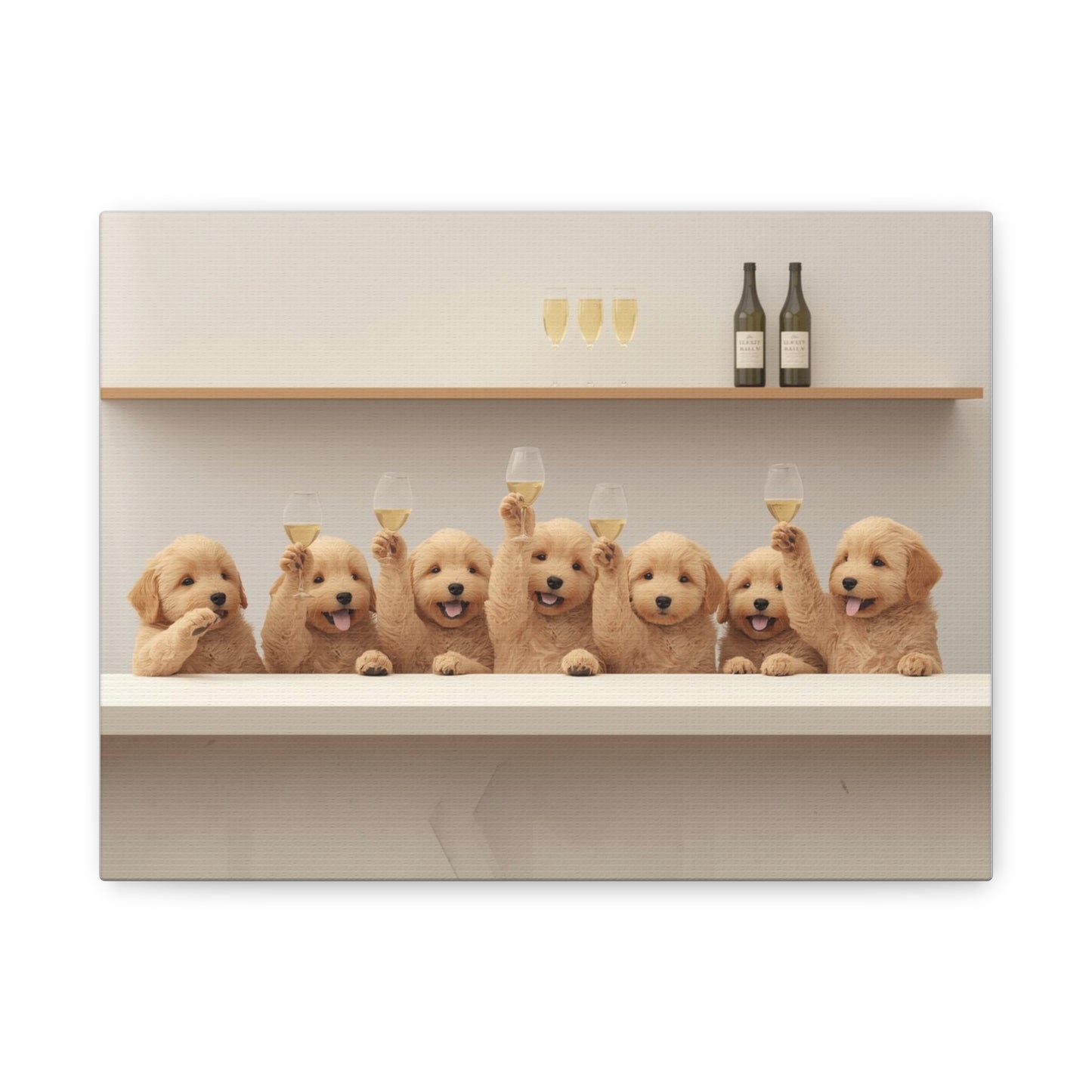 Golden Doodles Toasting Champagne — Canvas Wall Art