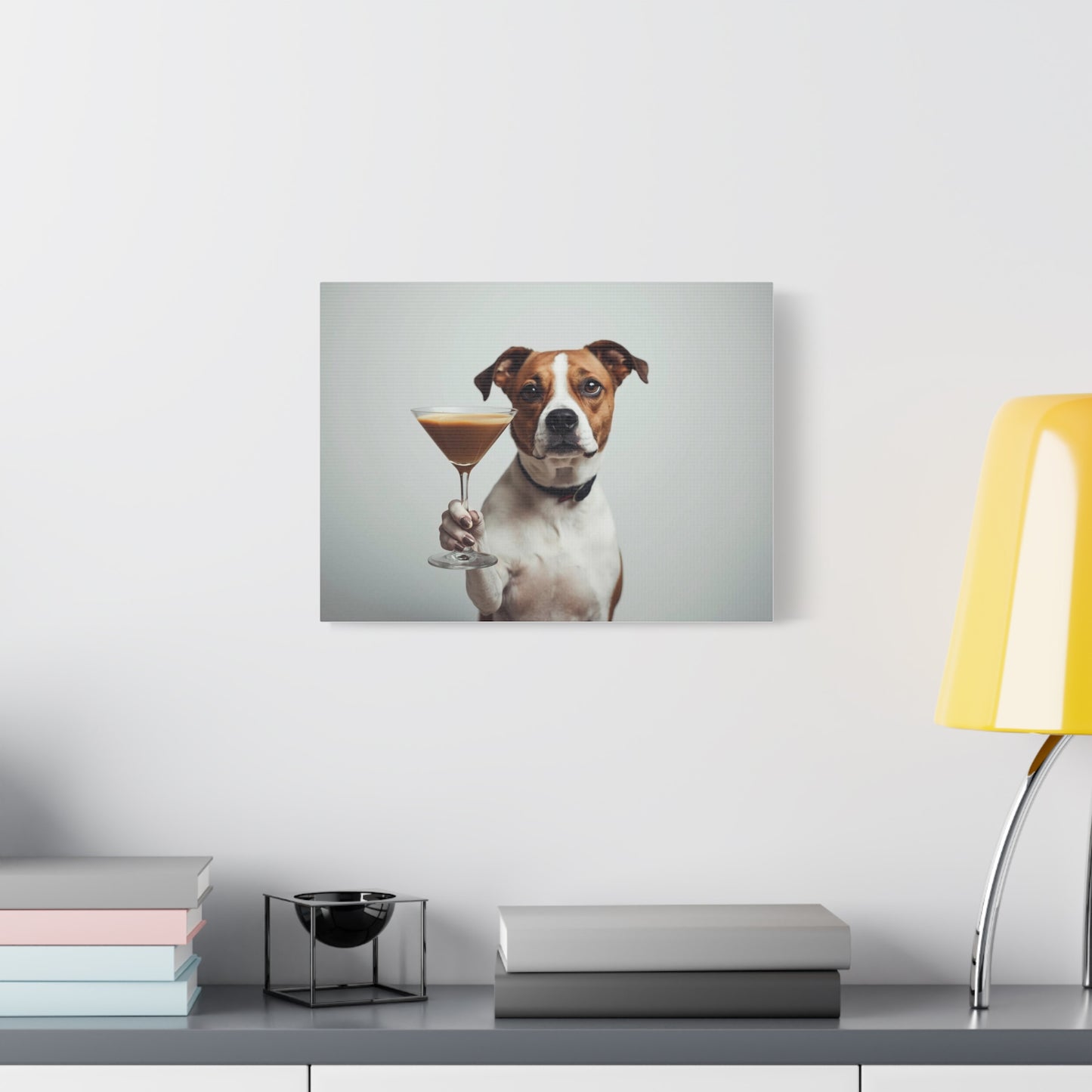 Dog with Espresso Martini - Canvas Wall Art