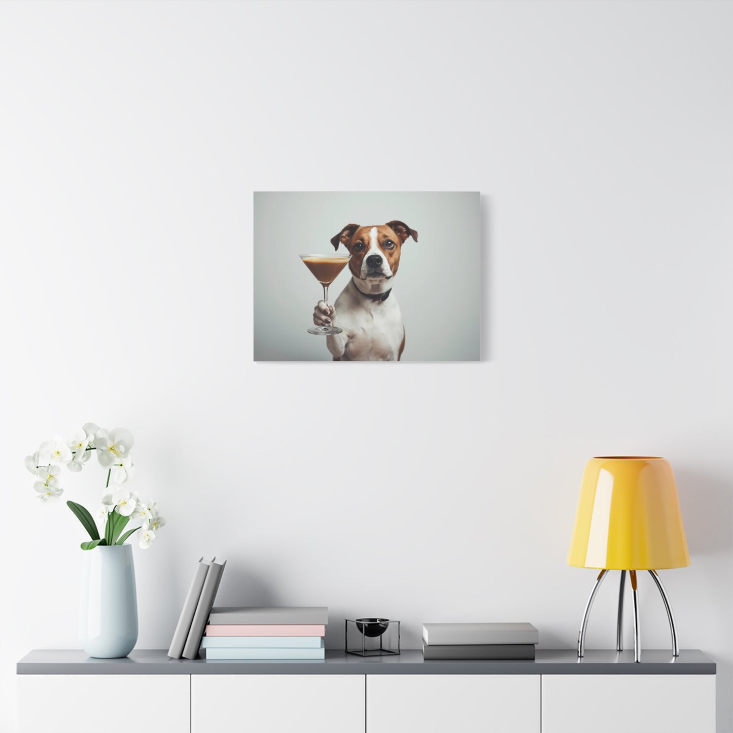 Dog with Espresso Martini - Canvas Wall Art